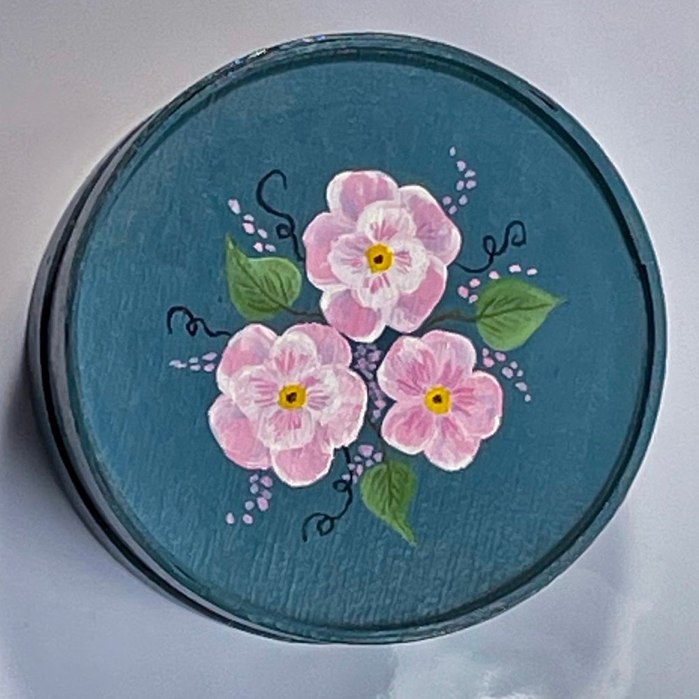 ▪️VTG▪️1980's Floral Hand-Painted Wooden CottageCore Box - Picture 2 of 10